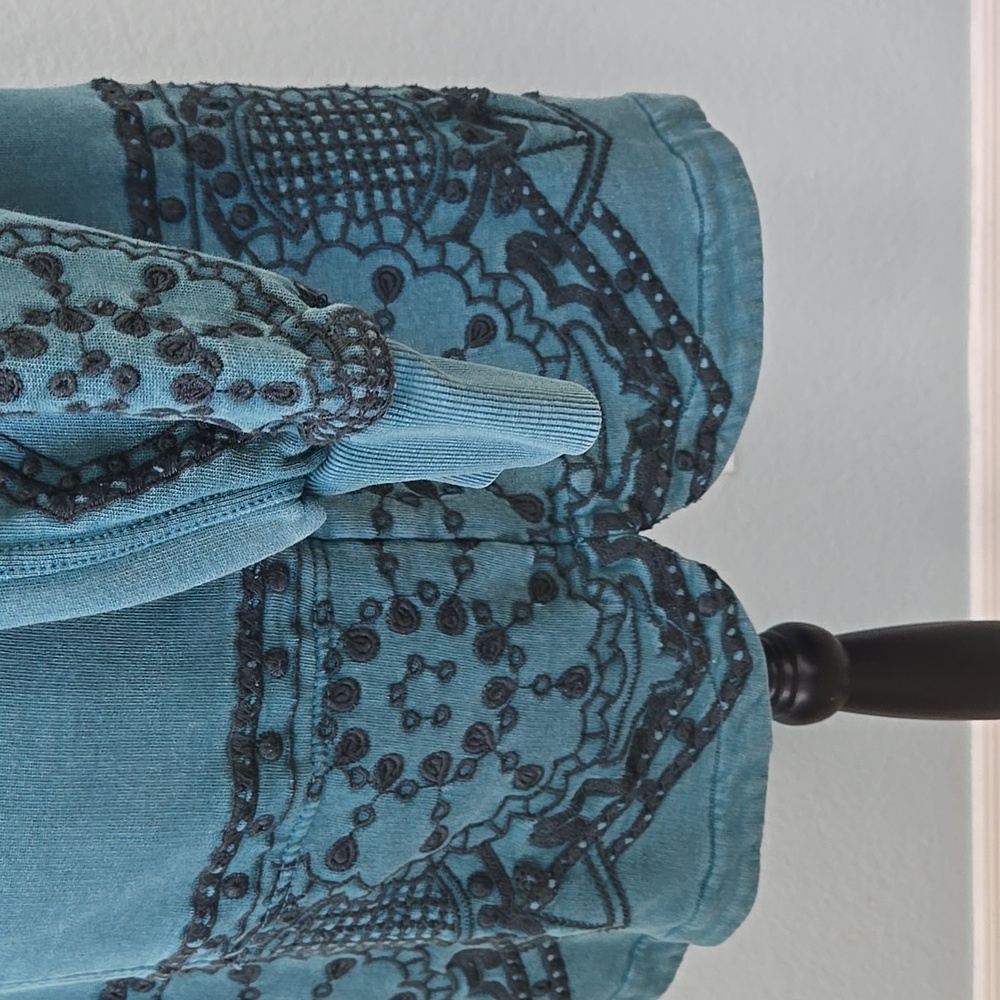 Daily Practice Anthropologie Blaine Embroidered Hoodie Mini Dress Green MEDIUM - Picture 7 of 14